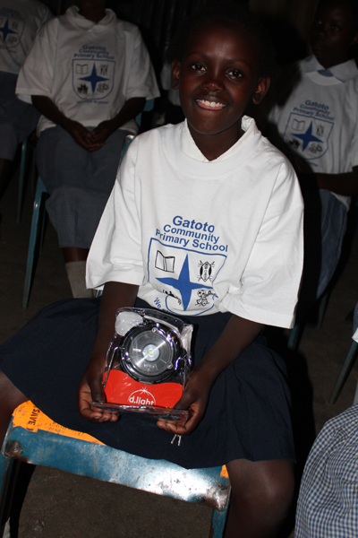 One of the candidates at Gatoto Primary School who benefited from solar lanterns donated by UK school children. credits: d.light