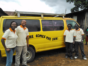 The SunnyMoney team takes a break during a sales drives Â© SolarAid 